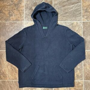 Lauren Ralph Lauren Sweater Medium Navy Blue Hooded V Neck Hoodie Hooded